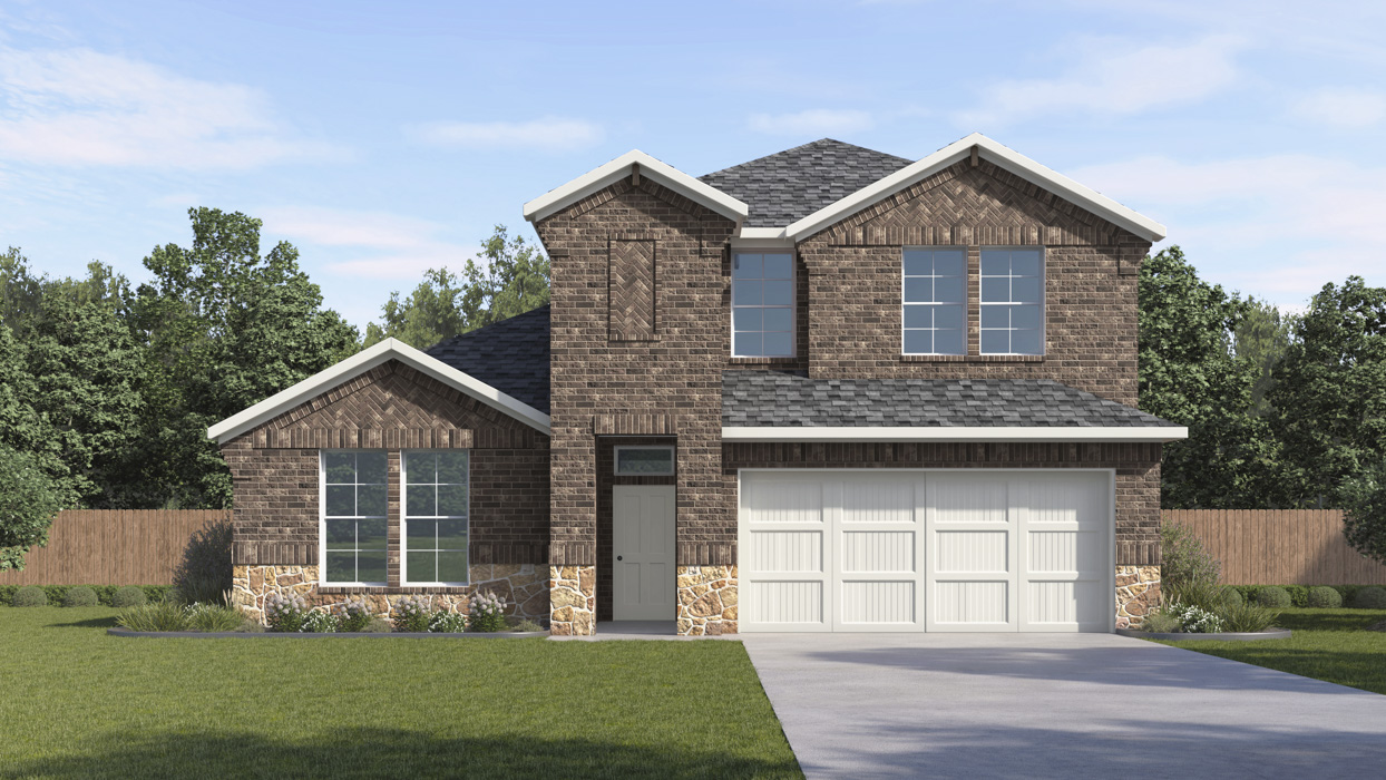 2623 Rosebud Floorplan Elevation W Rendering - Morning Ridge in Princeton, Tx