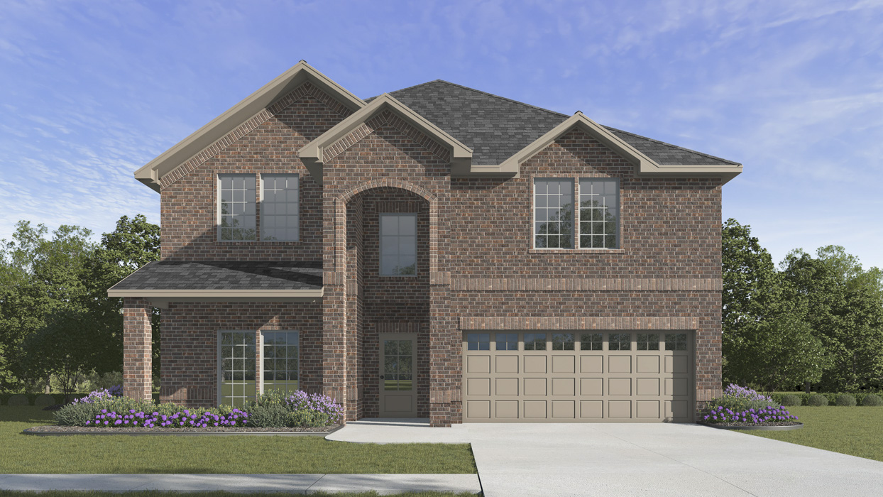 Hampton Floorplan Elevation B Exterior Rendering - Morning Ridge in Princeton, TX