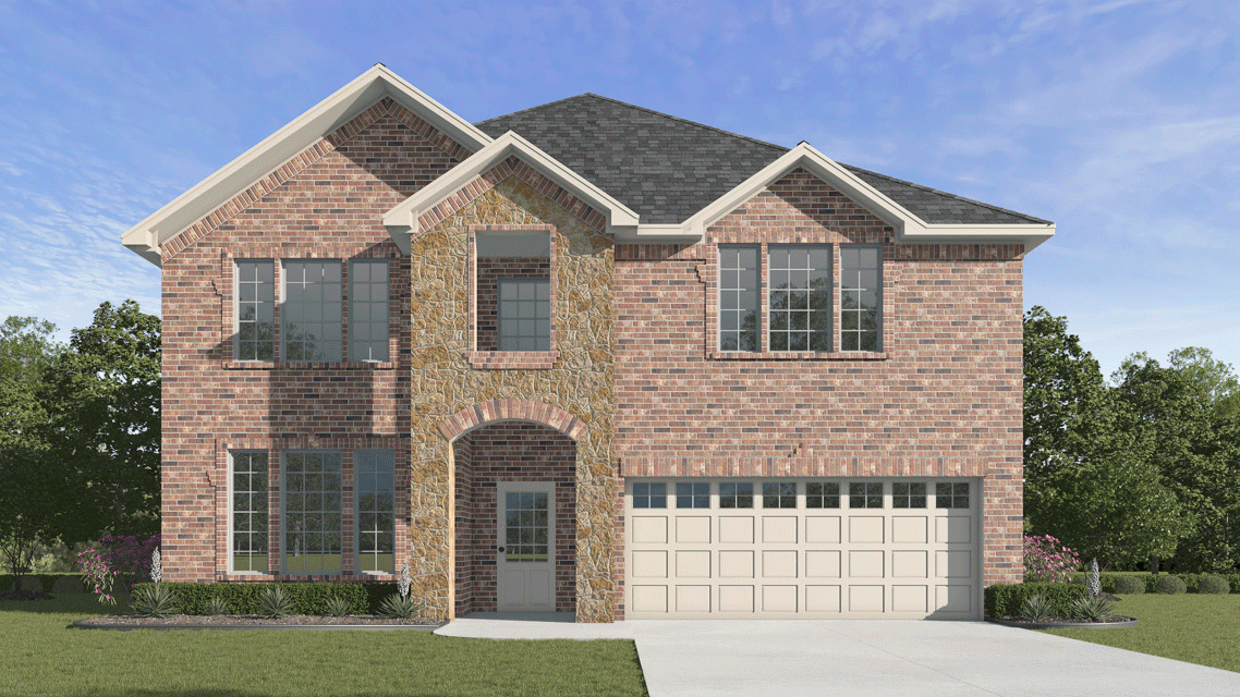 Hampton plan elevation A Rendering-Morning Rige in Princeton, Tx