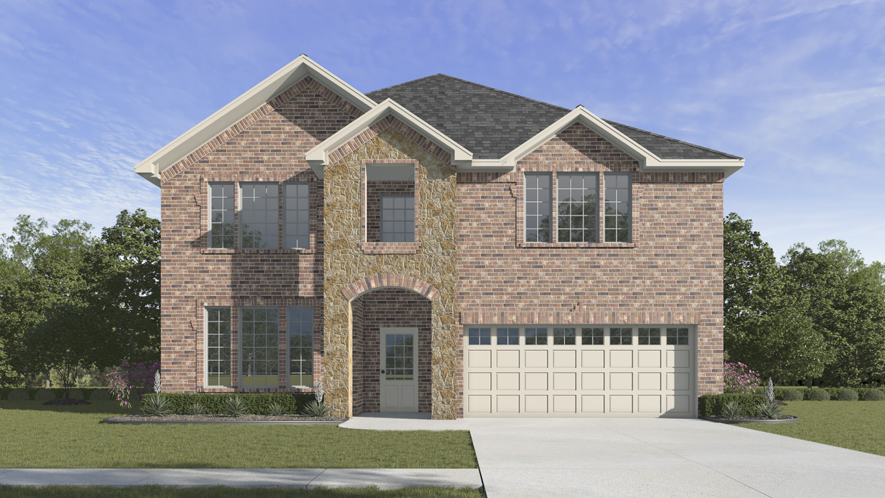 Hampton plan elevation A Rendering-Morning Rige in Princeton, Tx