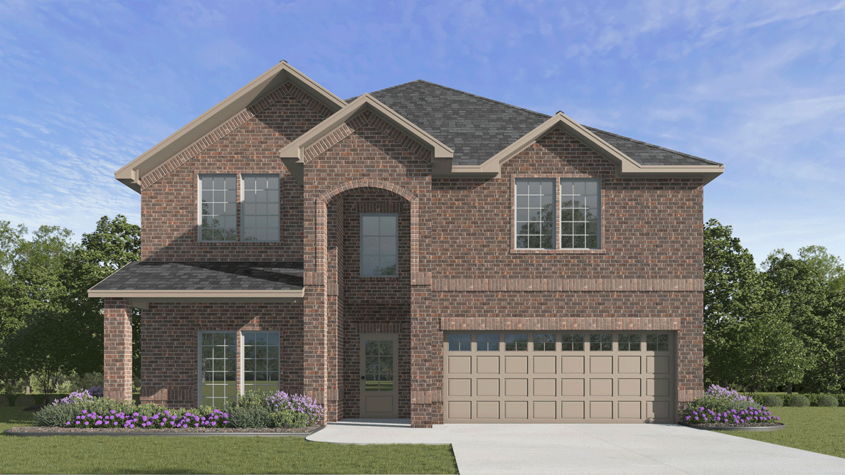 Hampton plan elevation B Rendering-Morning Rige in Princeton, Tx