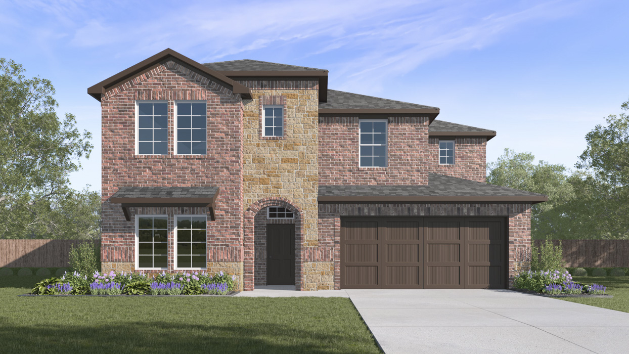 Evergreen Floorplan Elevation F Exterior Rendering - Morning Ridge in Princeton, TX