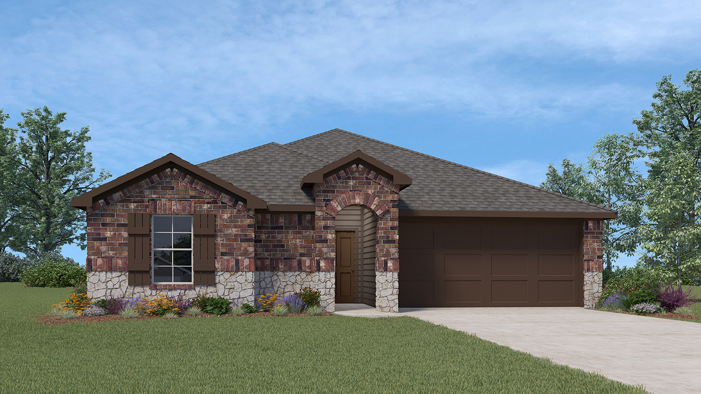 X40A floorplan with elevation B rendering at Stonewyck Farms in Ennis TX