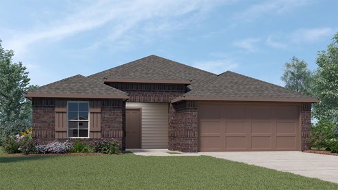 X40D floorplan with elevation A rendering at Stonewyck Farms in Ennis TX