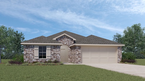 X40H floorplan with elevation A rendering at Stonewyck Farms in Ennis TX