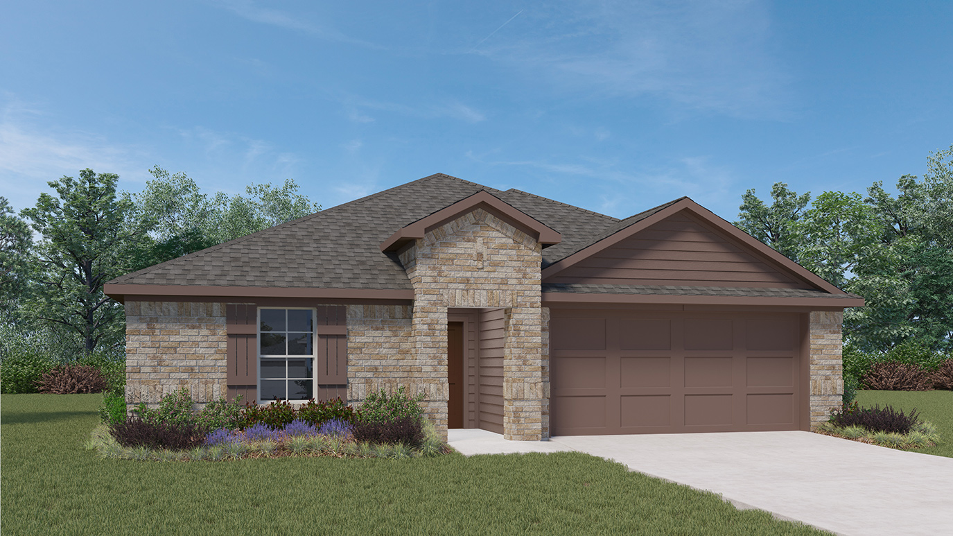 X40I floorplan with elevation A rendering at Stonewyck Farms in Ennis TX