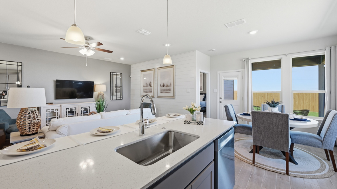 Kitchen island with large sink and counter space