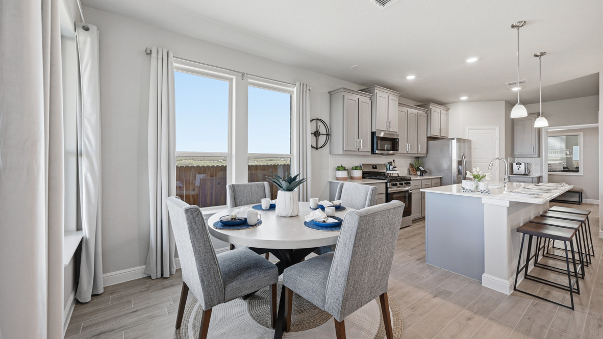 Dining nook and kitchen area