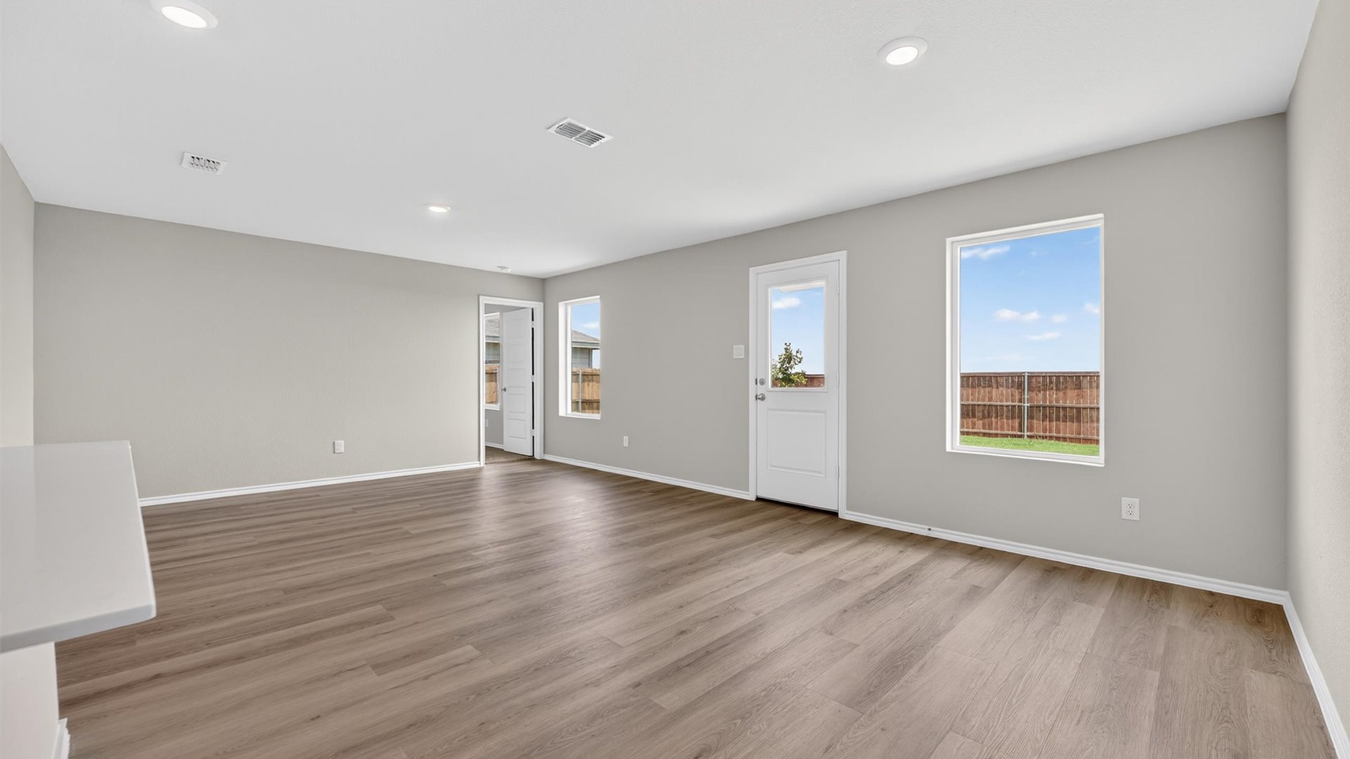 Open living and family room