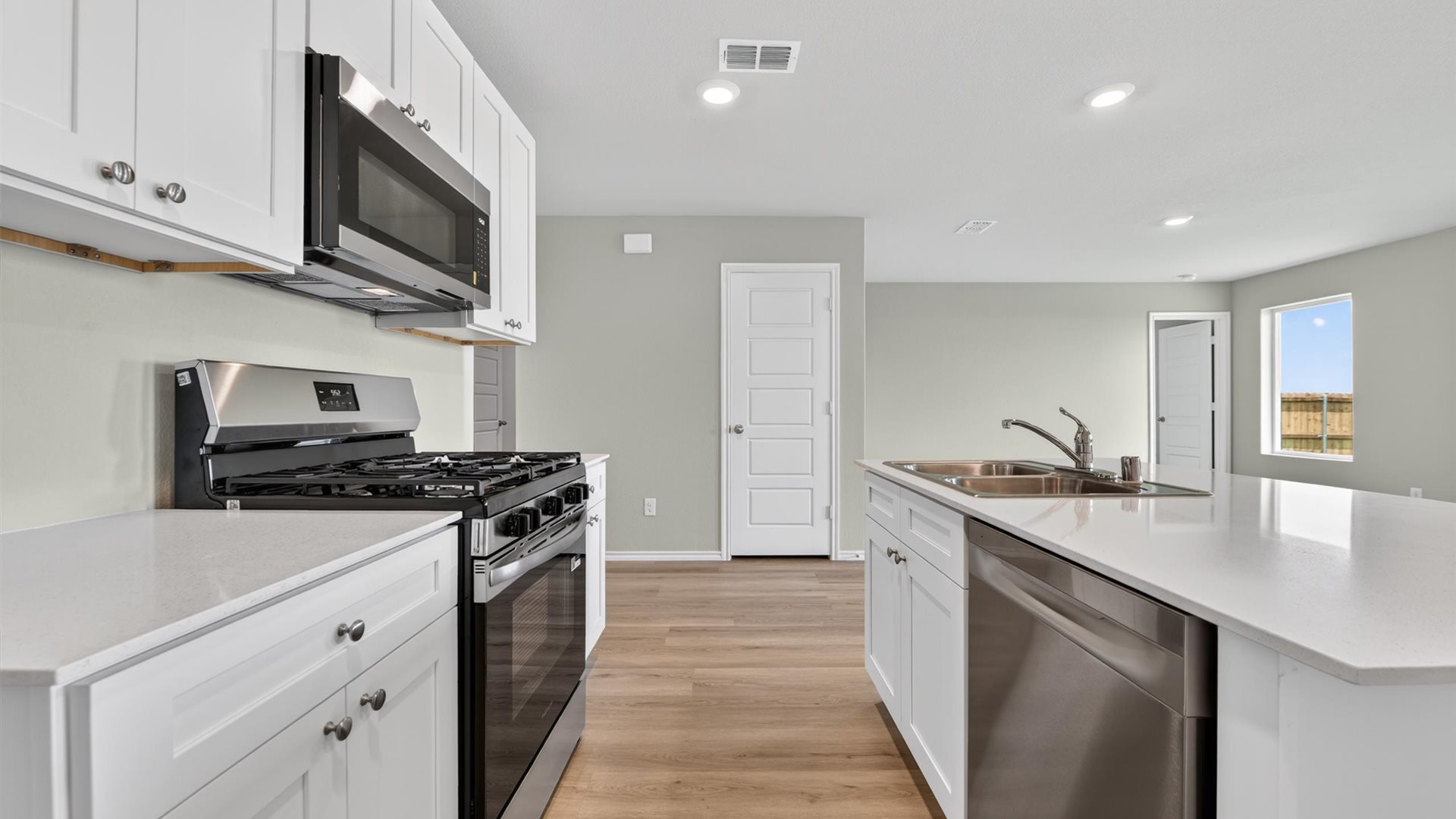 Kitchen with stainless steel appliances