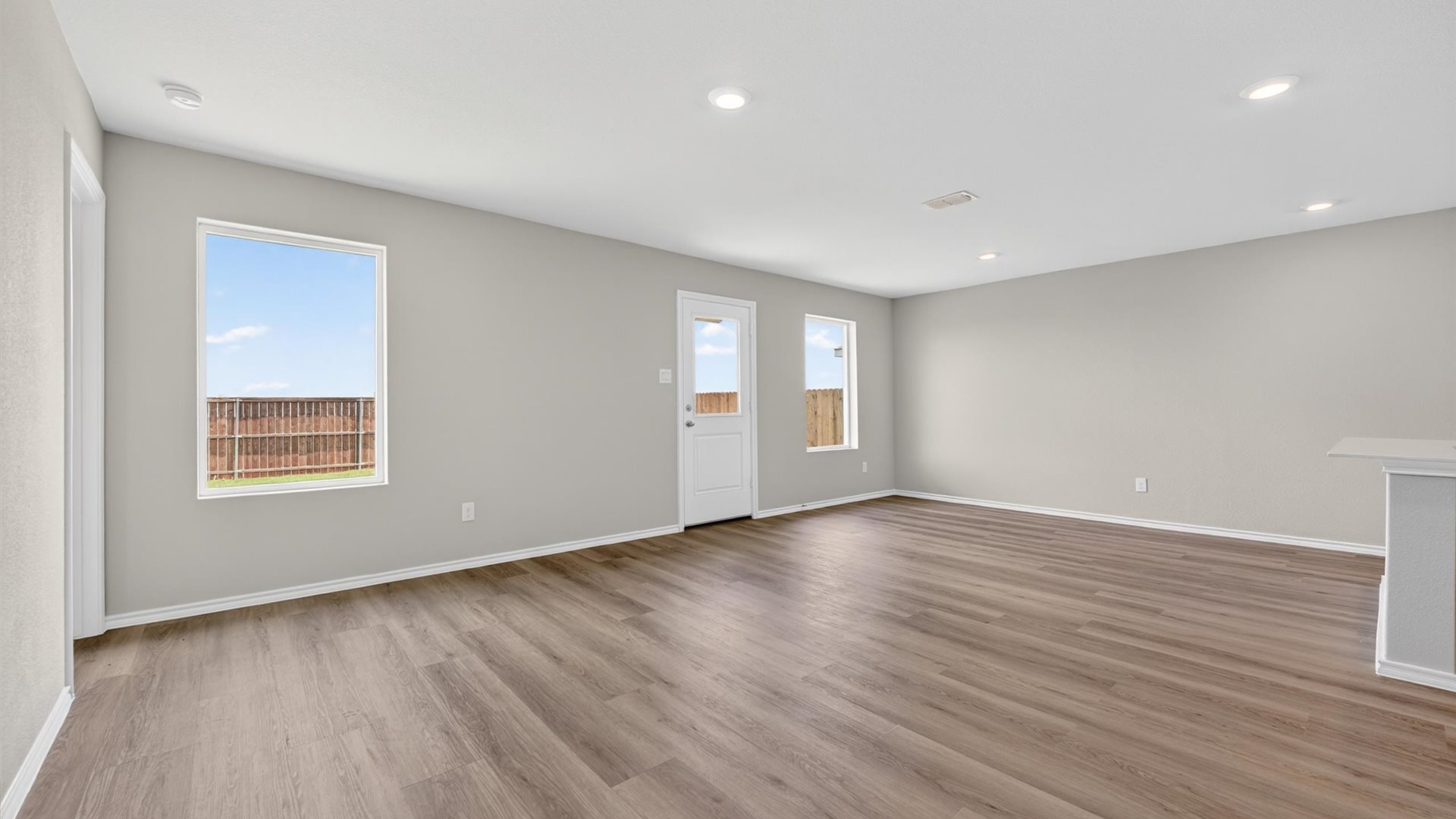 Open dining and living area
