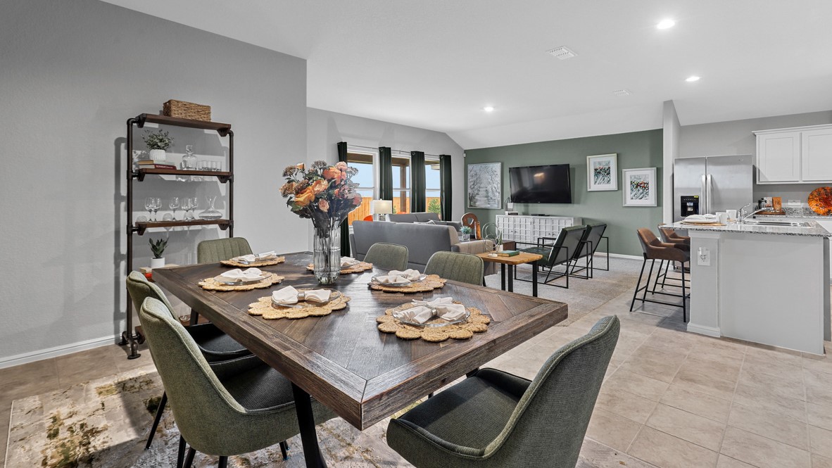 Open dining and living space