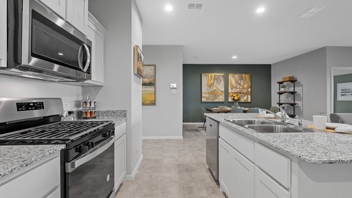 Kitchen with stainless steel appliances