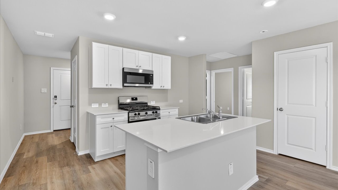 Interior spacious kitchen with island