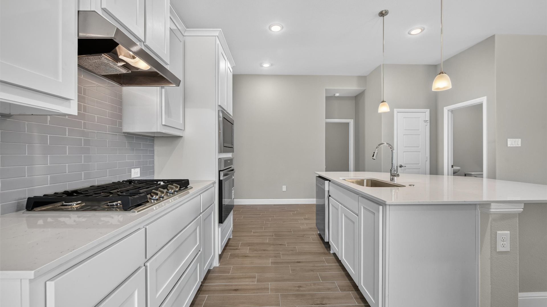 Kitchen with stainless steel appliances