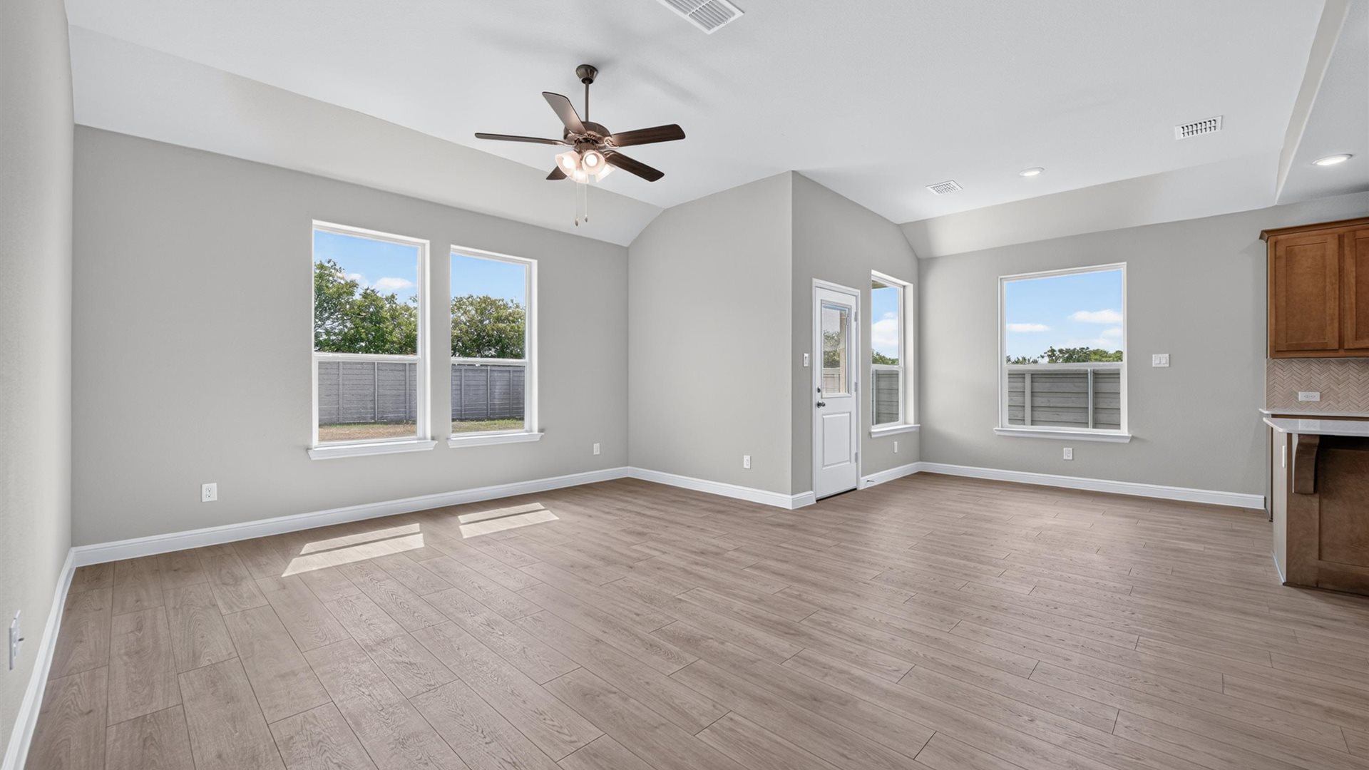 Open dining and kitchen