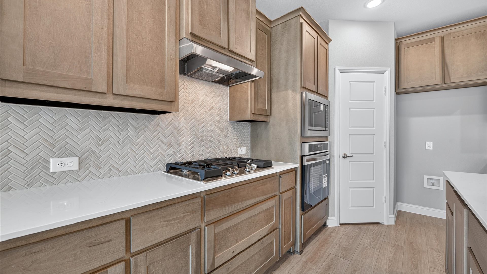 Kitchen with stainless steel appliances