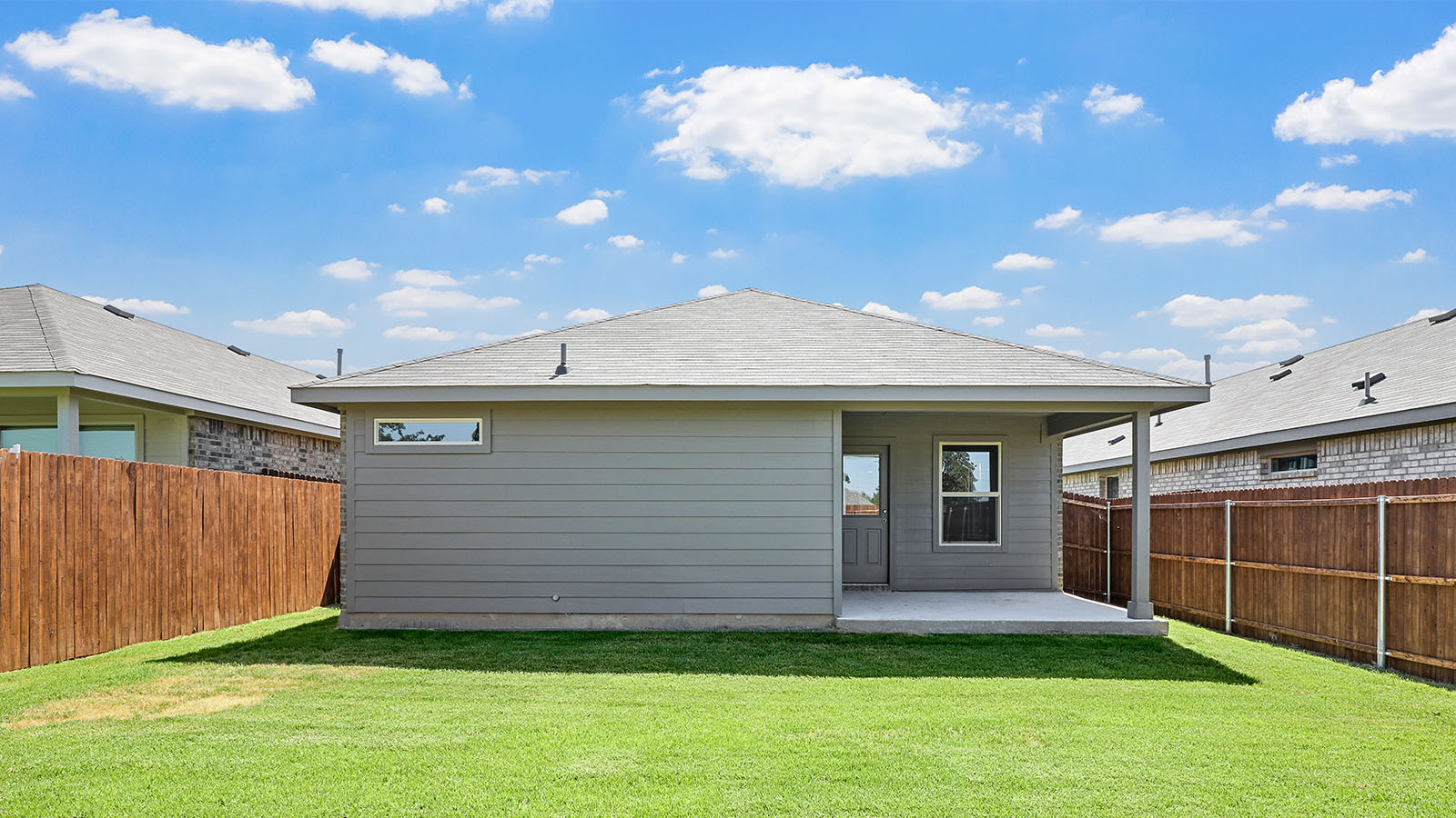 Spacious backyard and covered patio