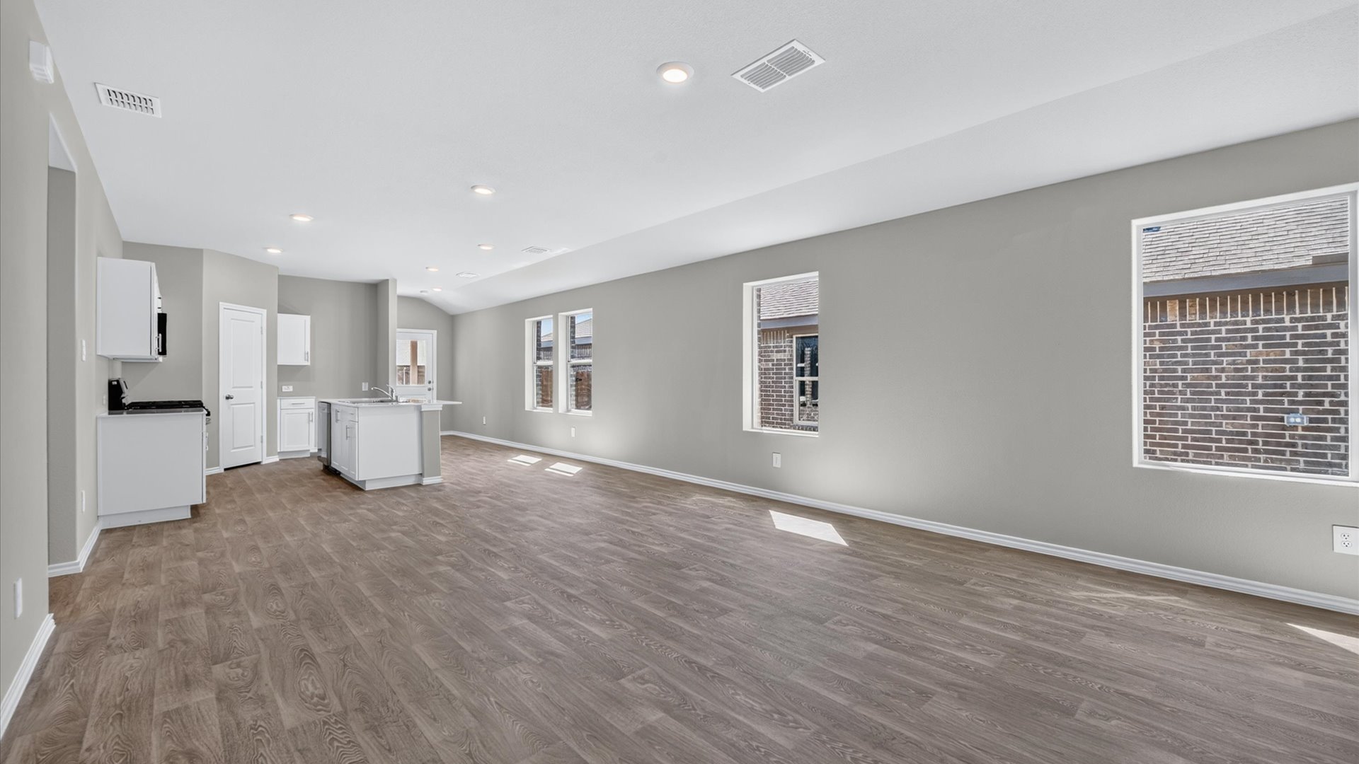 Open kitchen and dining space