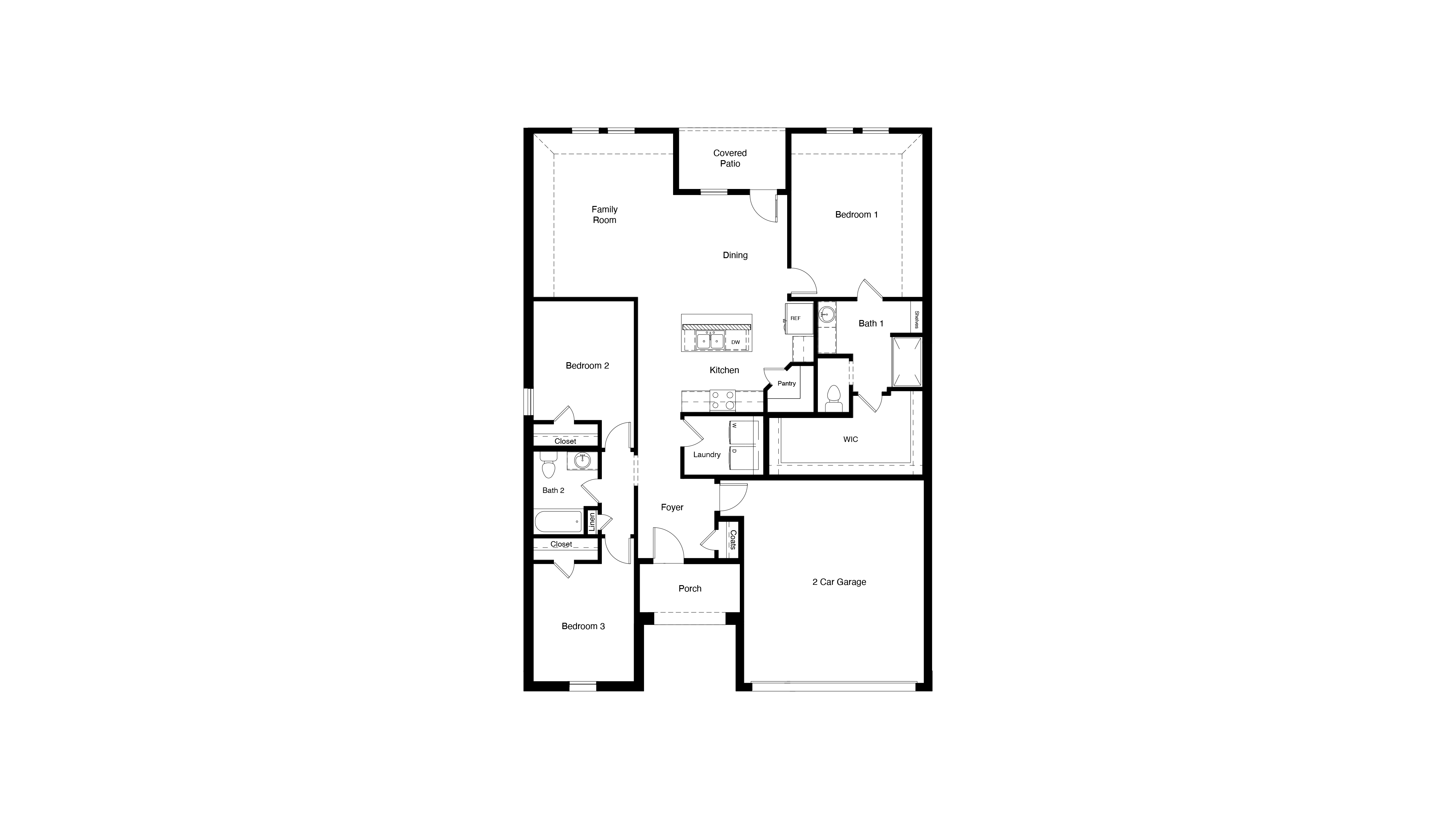 Denton floor plan and overhead layout
