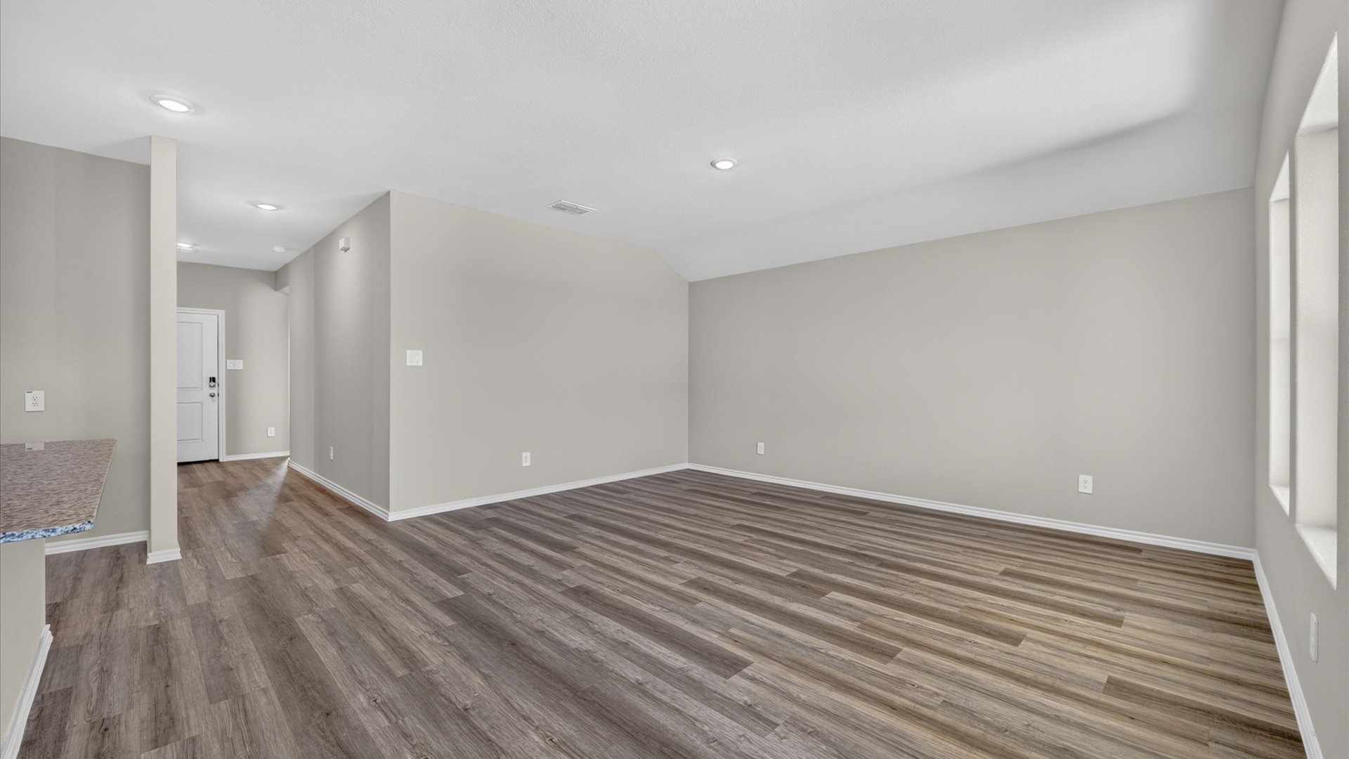 Open living and family room