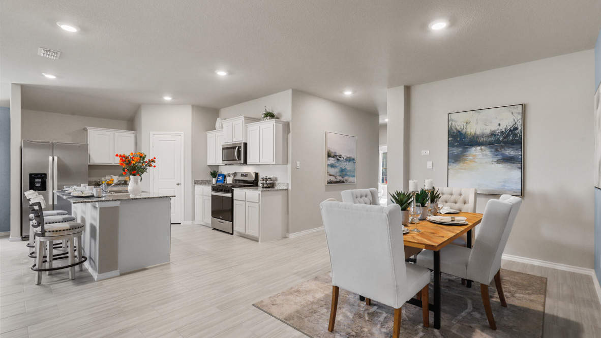 Open kitchen and dining