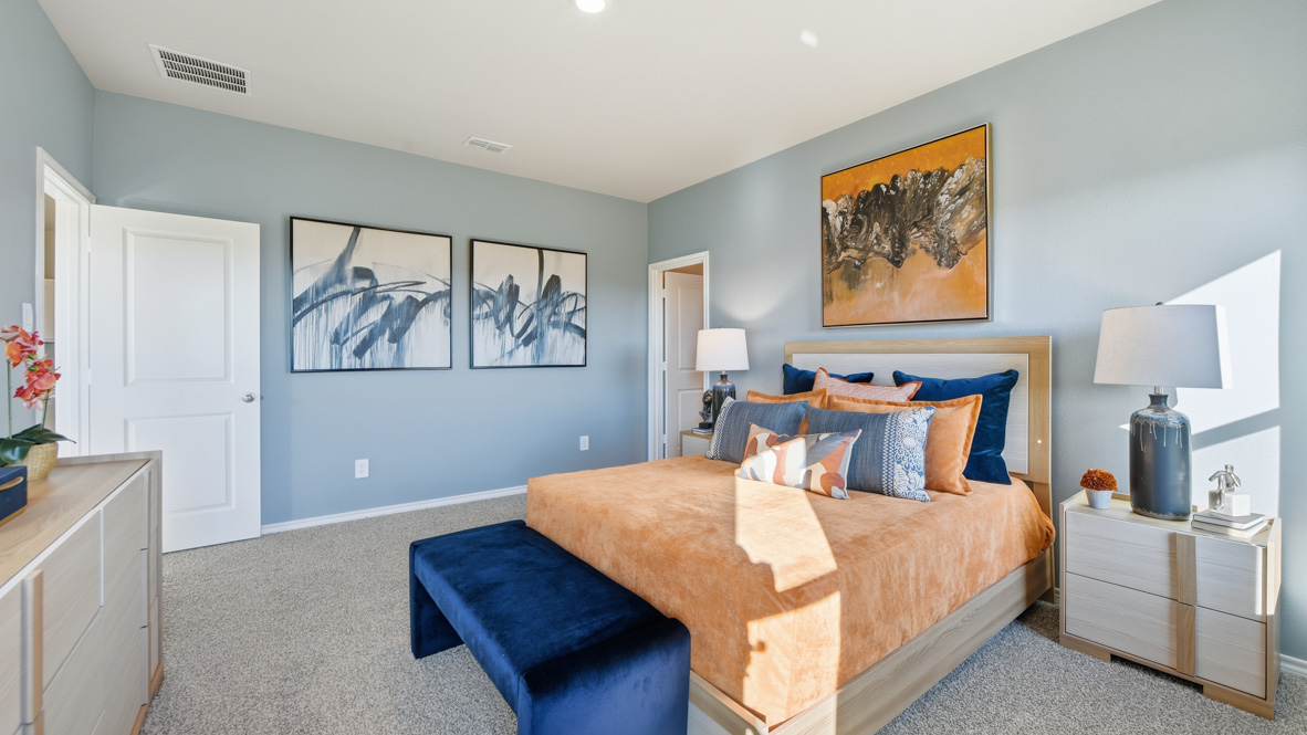 Bedroom 1 with plush carpet floors