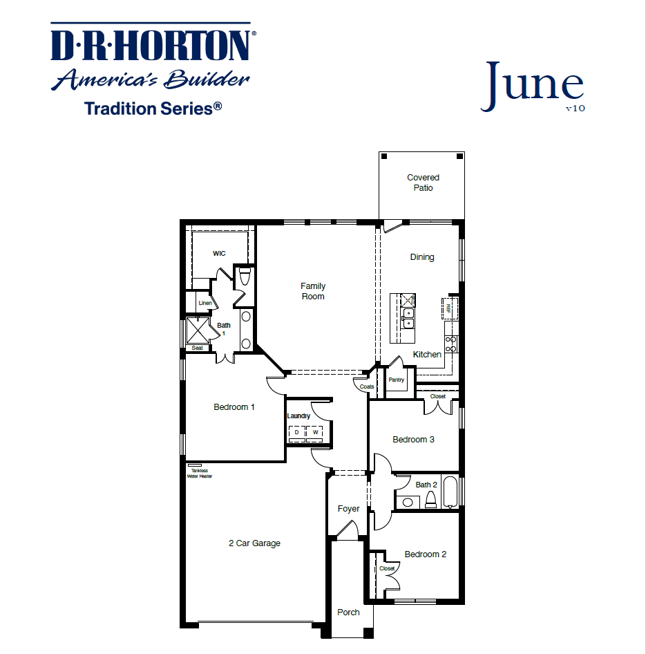 Floor plan and layout of June single-story plan