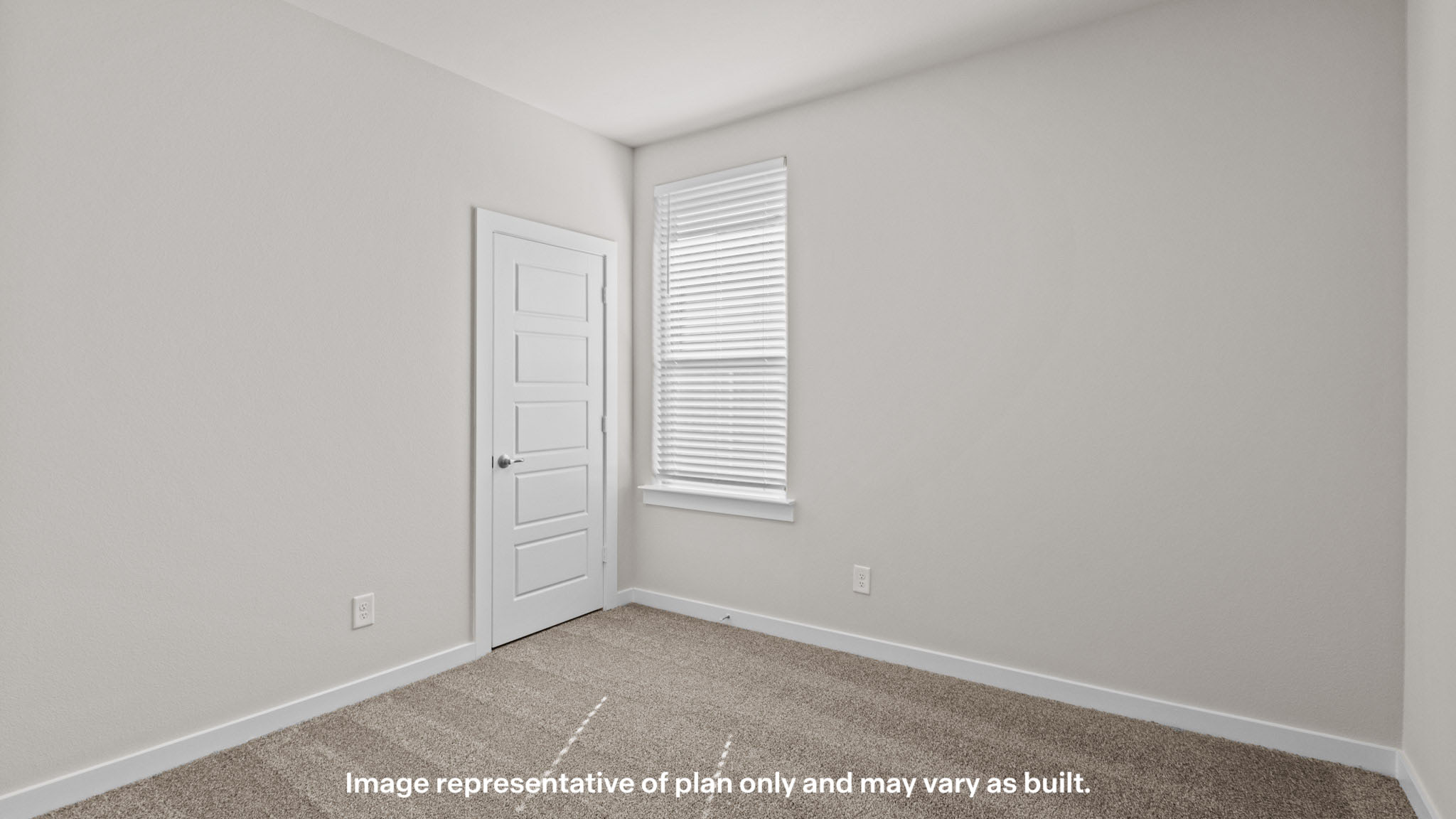 Guest bedroom 2 with side window and plush carpet floor