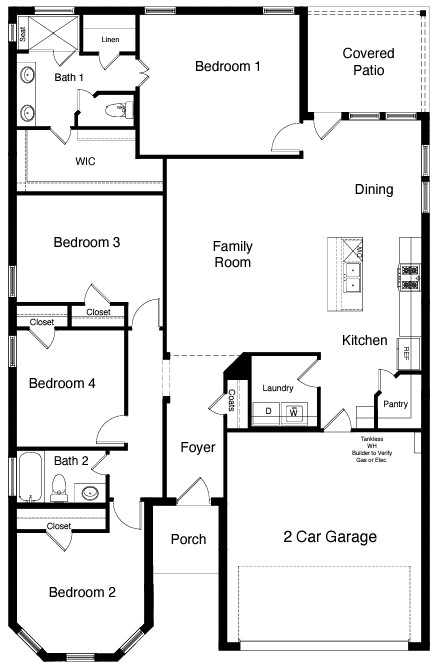 Floor plan and layout of Portales single-story plan
