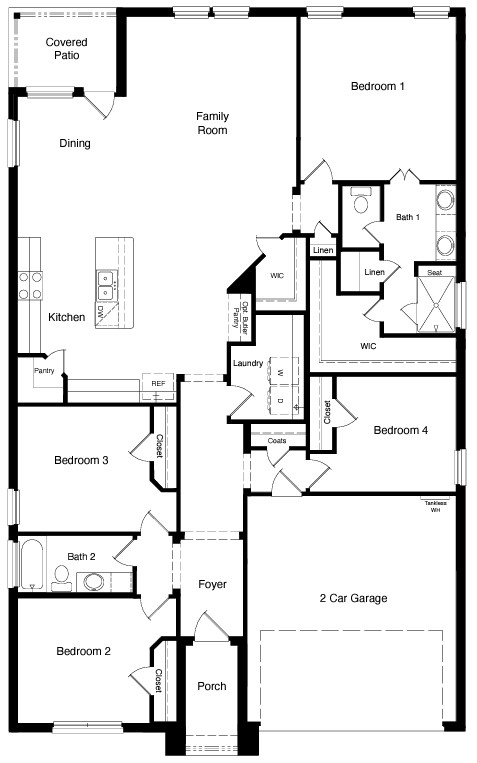 Floor plan and layout for Blanco single-story home