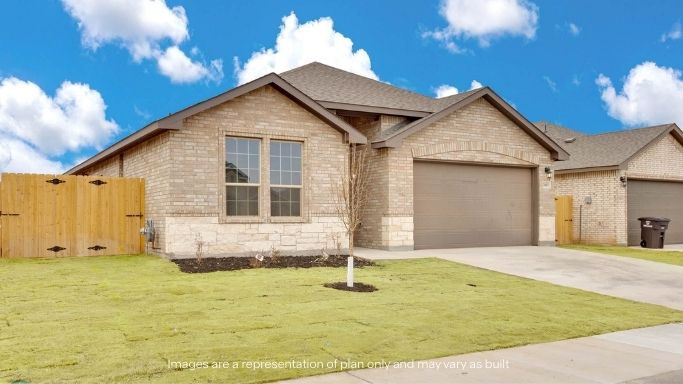 Single story classic brick home with front entry