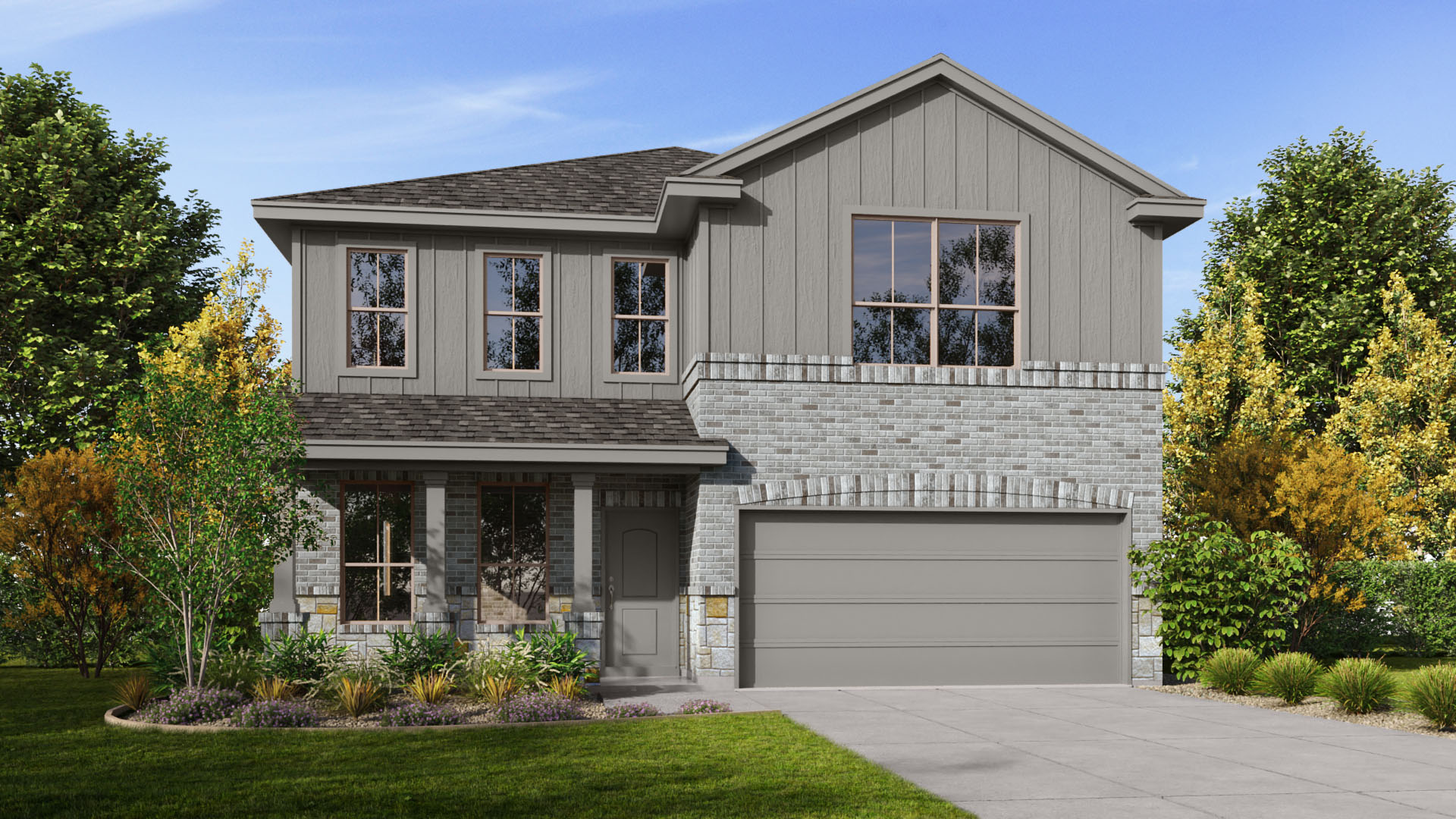 A modern elevation that combines style, charm, and curb appeal.
