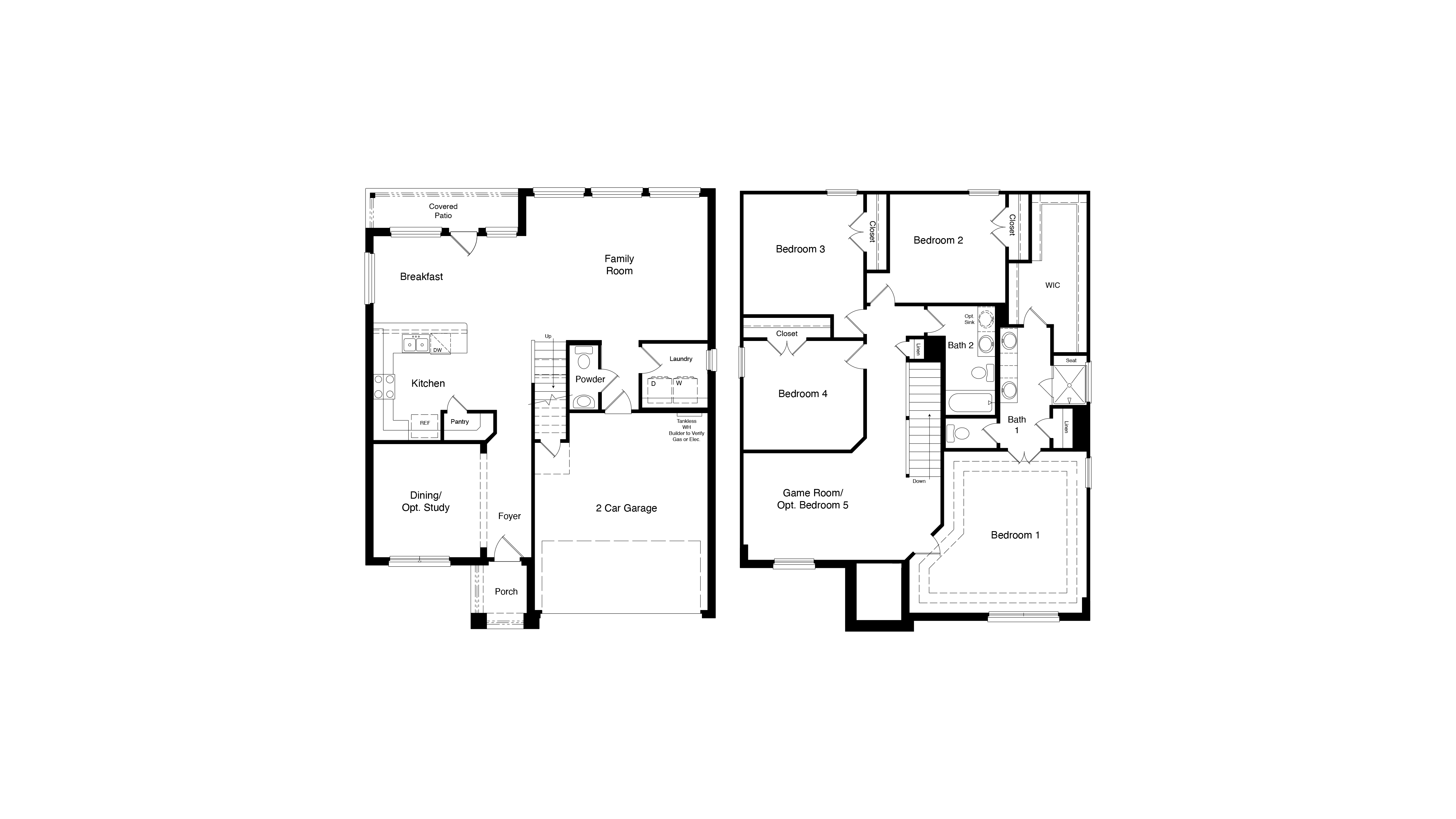 A spacious two-story layout offering 4 bedrooms, flexible living spaces, a game room, and an open-concept design ideal for growing families.