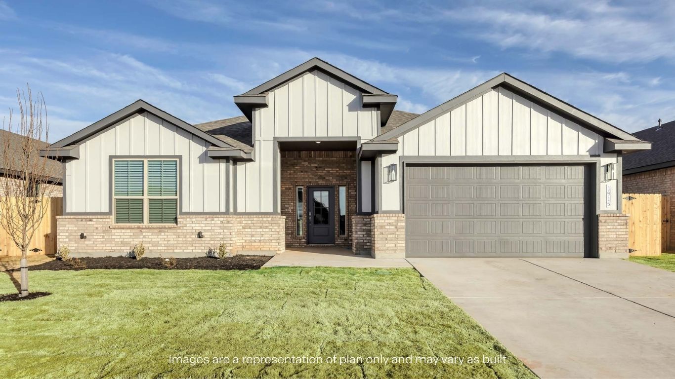Exterior of single story modern brick style home