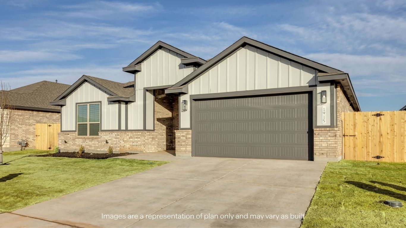 Side view of single story timeless brick home
