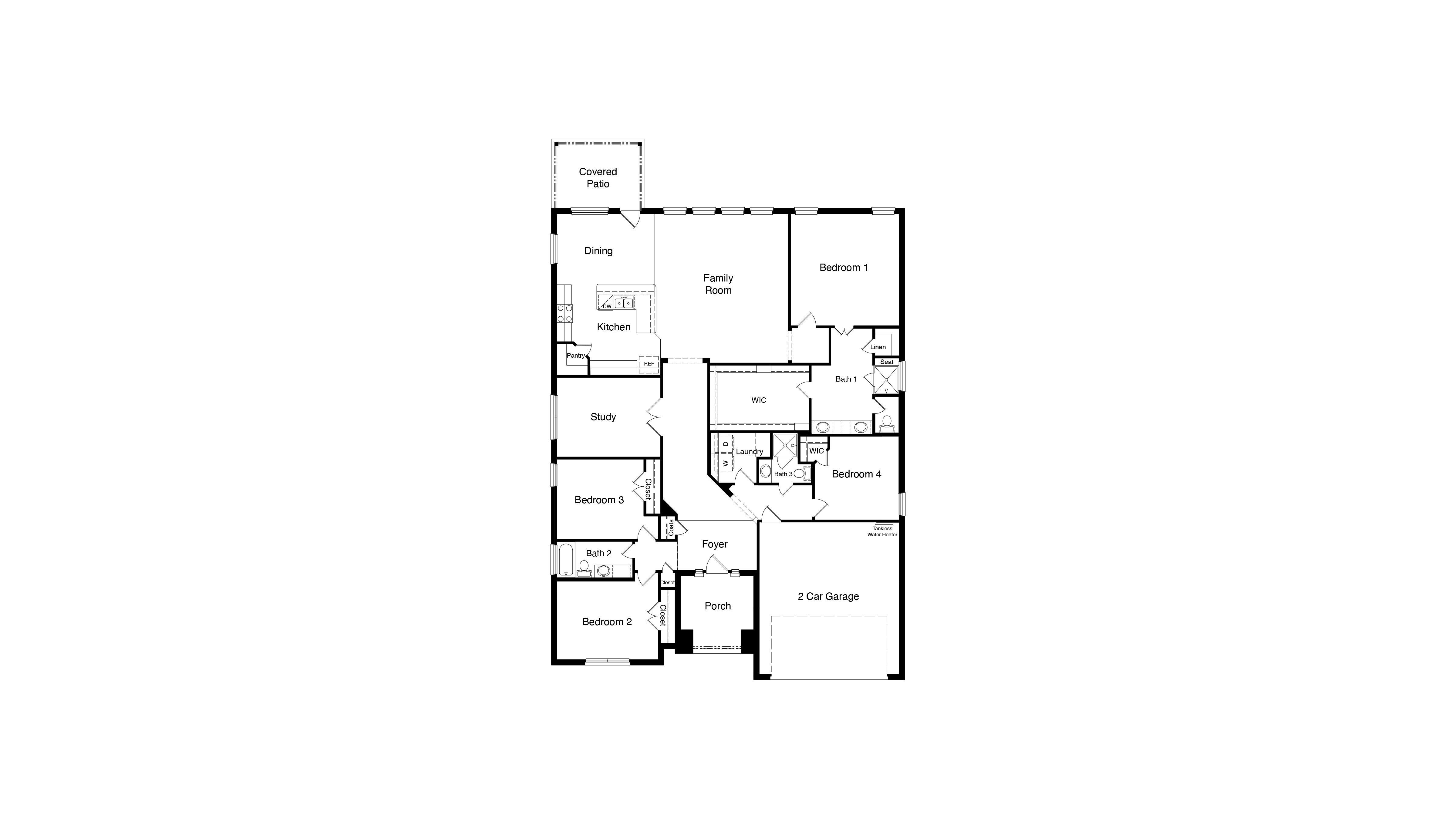 Floor plan and layout of Lakemont single-story home