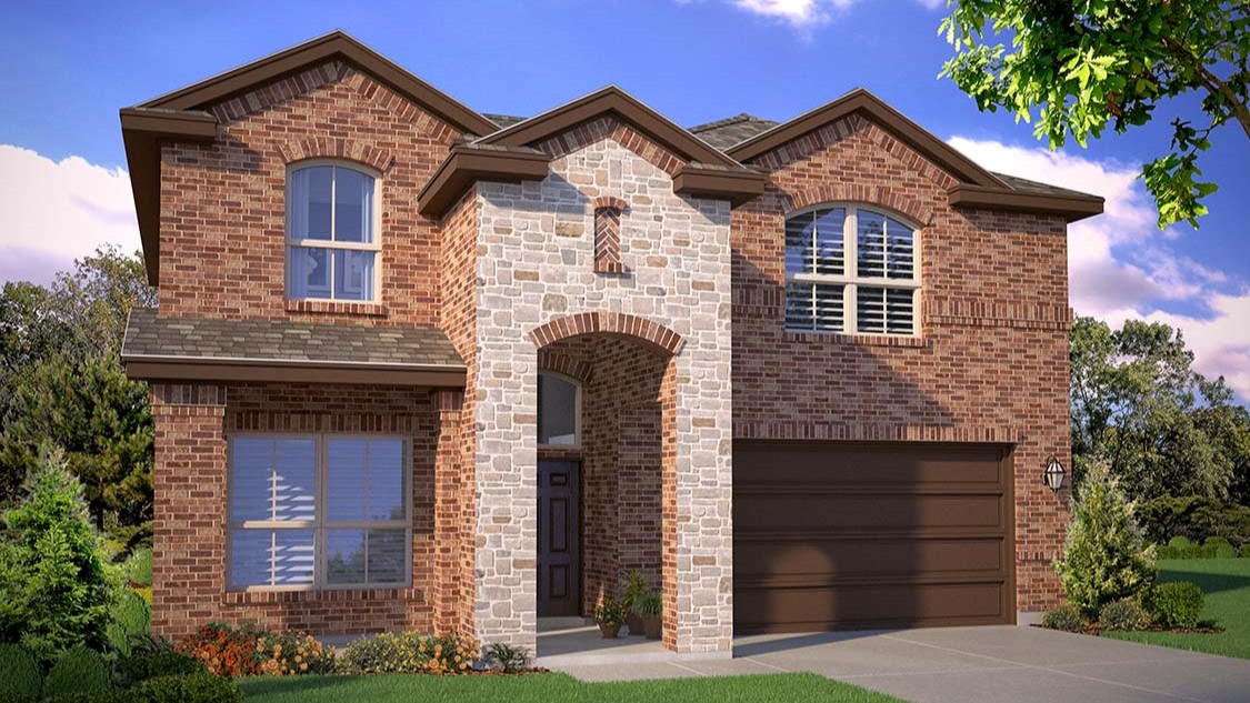 Exterior rendering of two story modern brick home