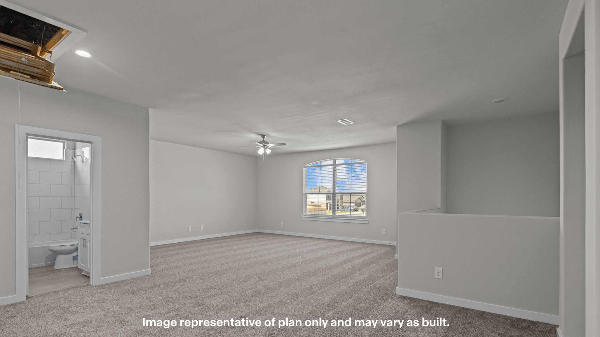Spacious upstairs game room for work or play.