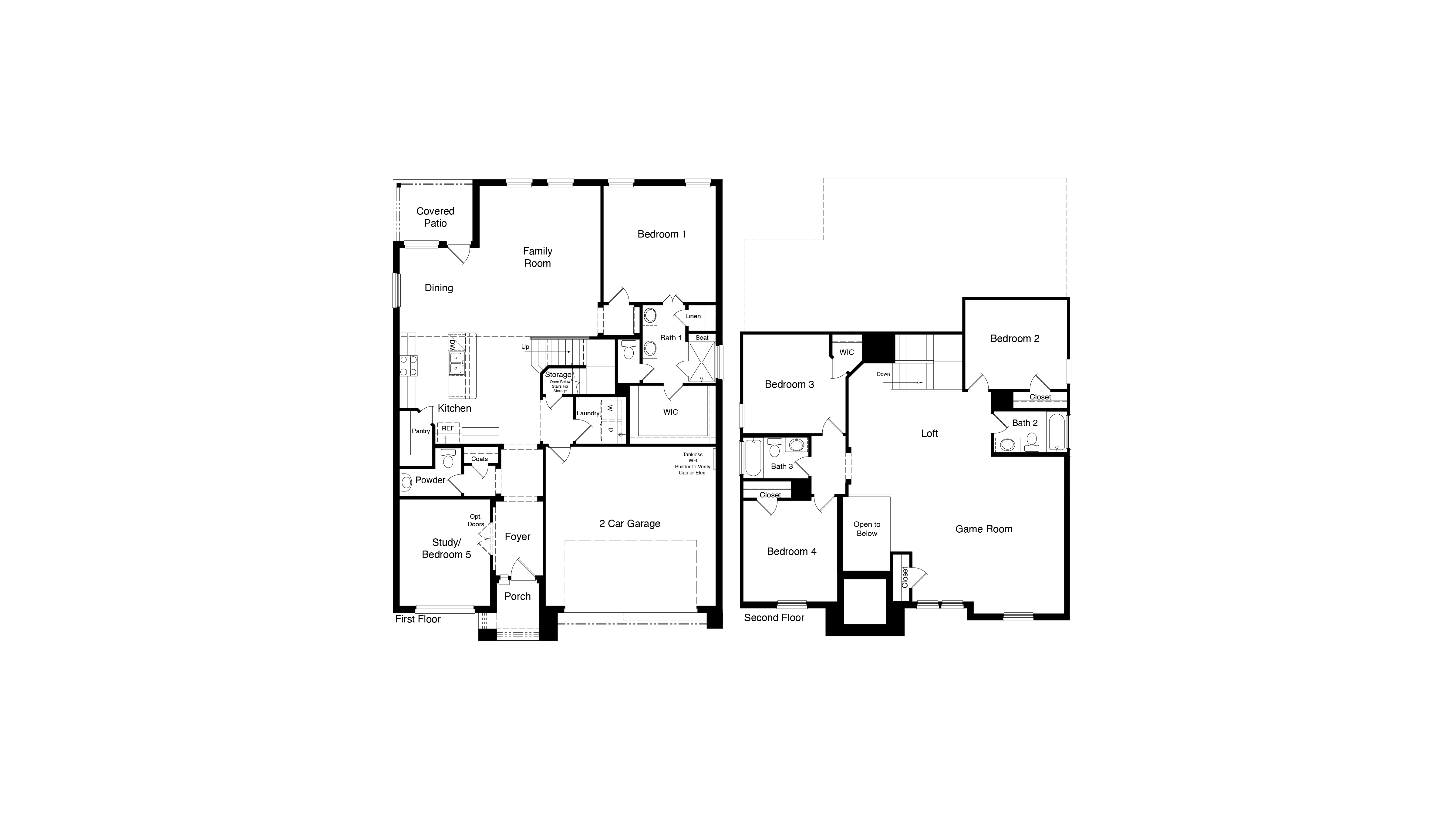 Layout and floor plan of two-story Redrock plan