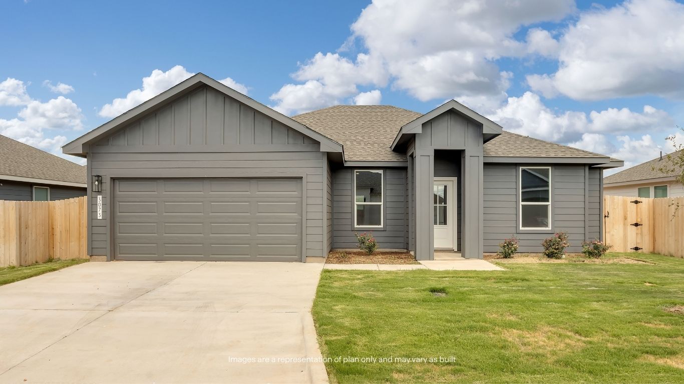 This charming one-story home features attractive curb appeal with modern siding, a welcoming covered entry, and a spacious two-car garage.