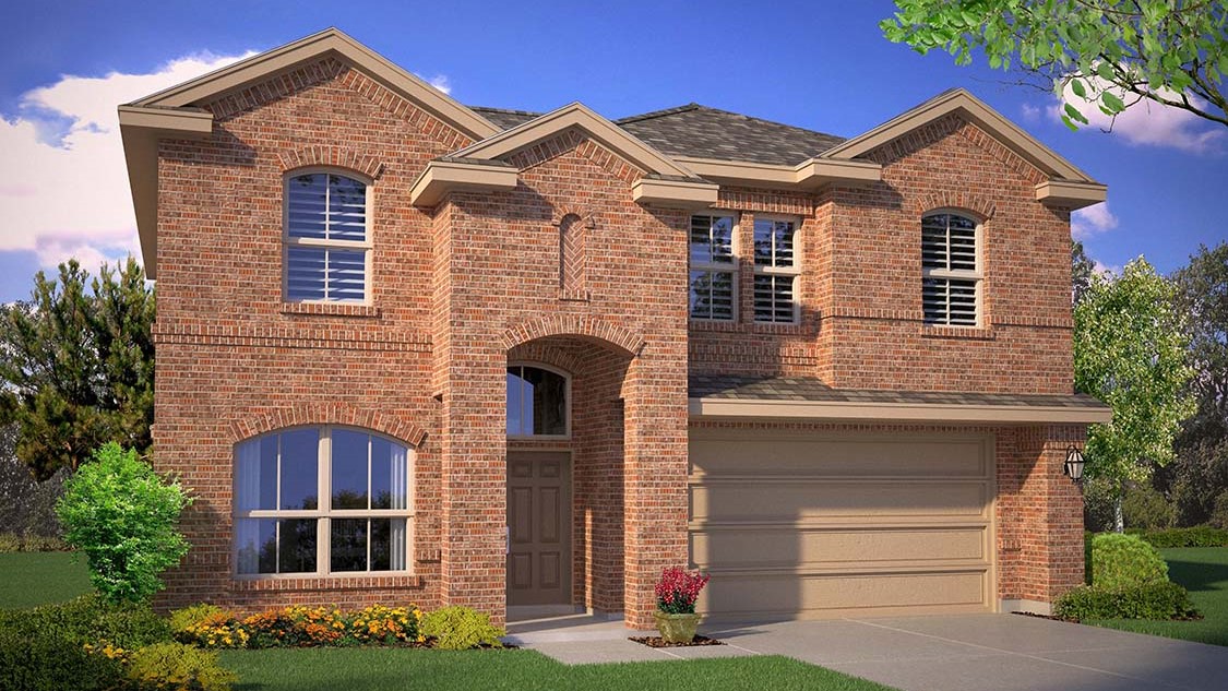 Exterior rendering of two story modern brick home