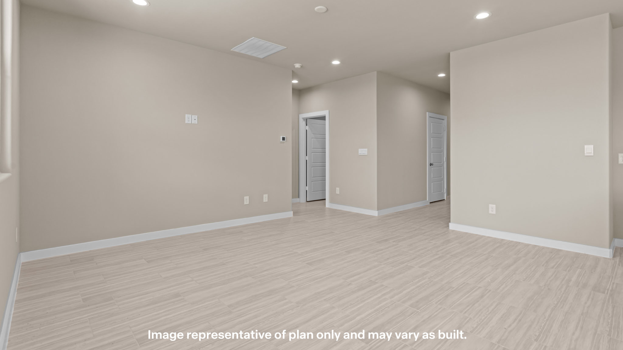 Open concept kitchen, living, family, and dining room space