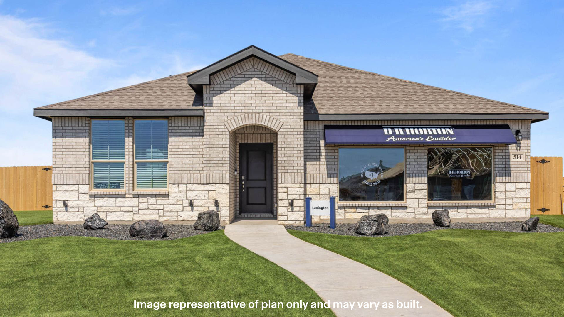 Exterior of single story modern brick style home