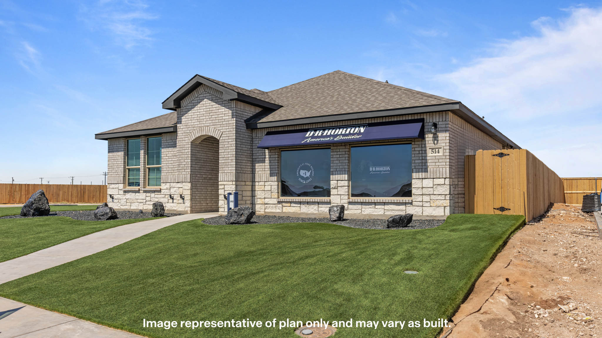 Exterior of single story modern brick style home