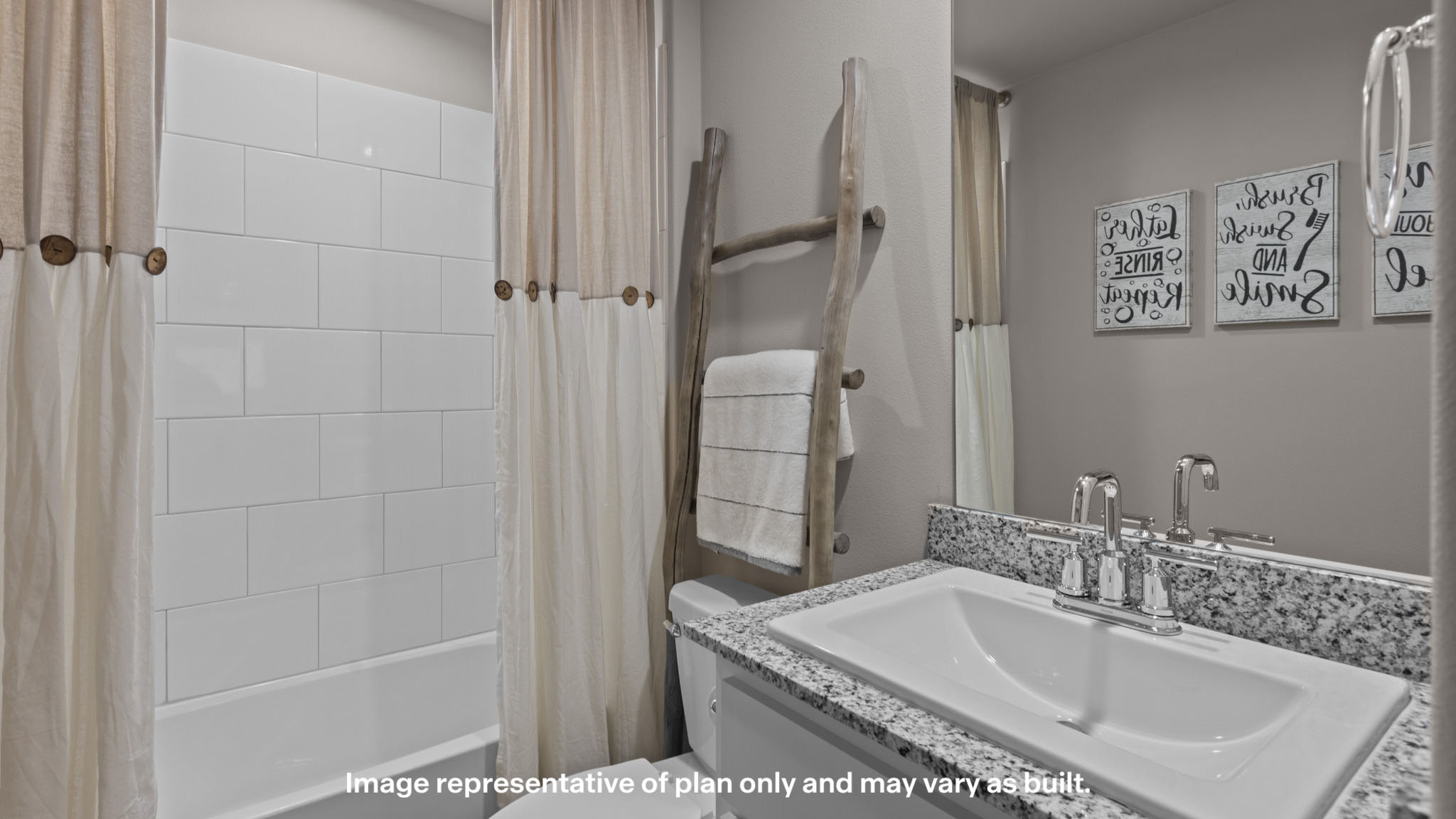 Guest bathroom with built in vanity and combination bathtub shower