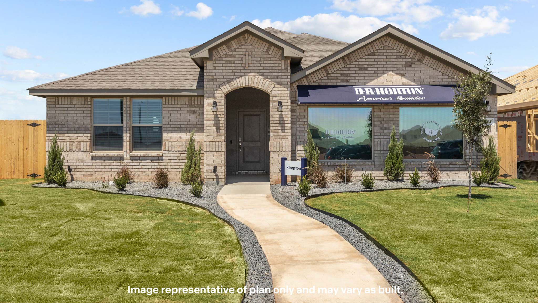 Exterior of single story modern brick style home