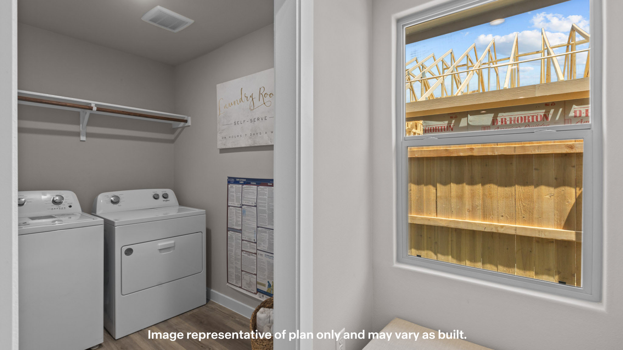 Laundry room and utility closet space with extra storage