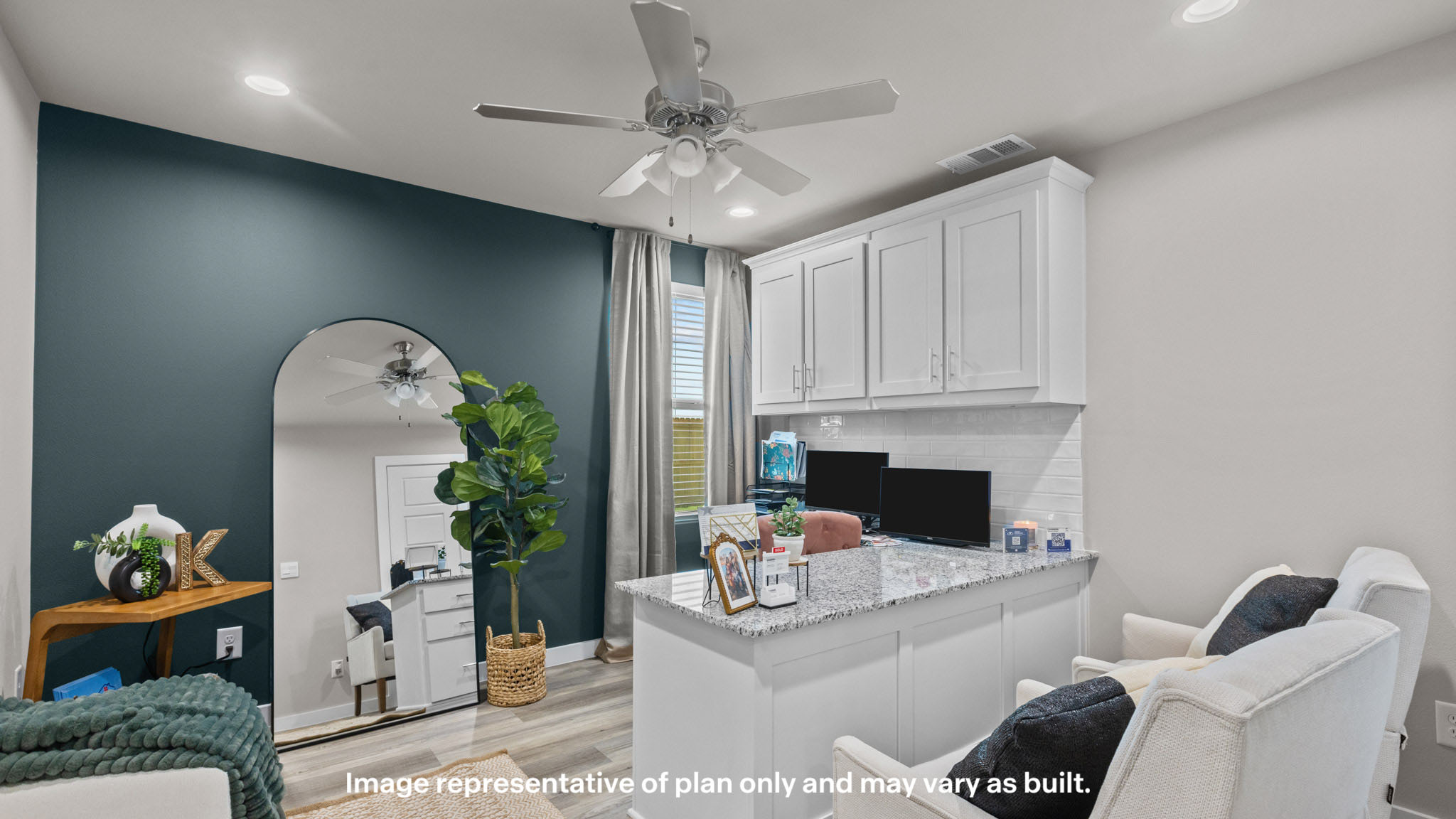 Guest bedroom 2 with side window and plush carpet floor