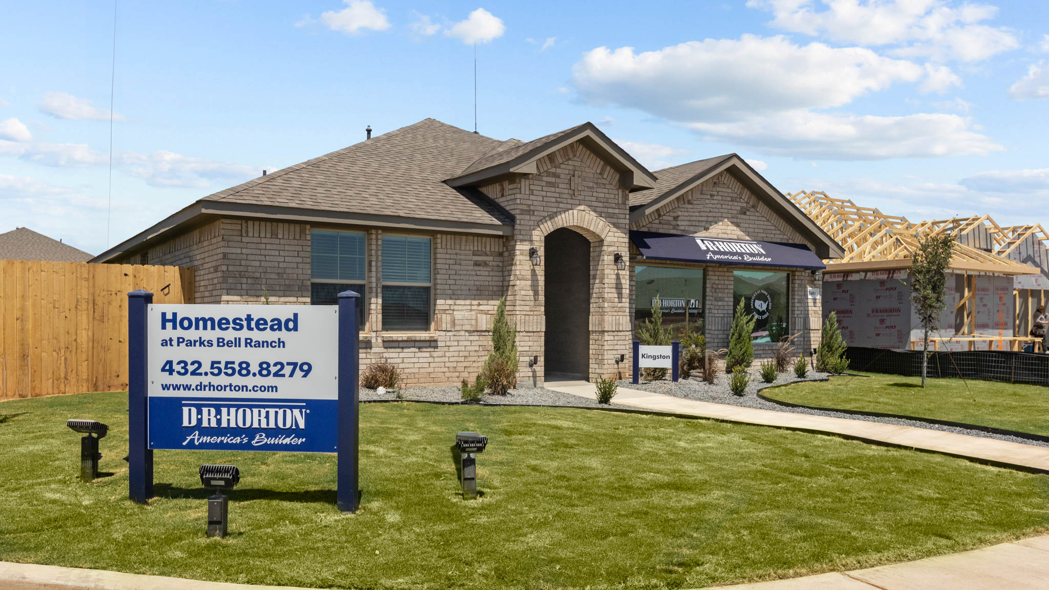 Side view of single story timeless brick home